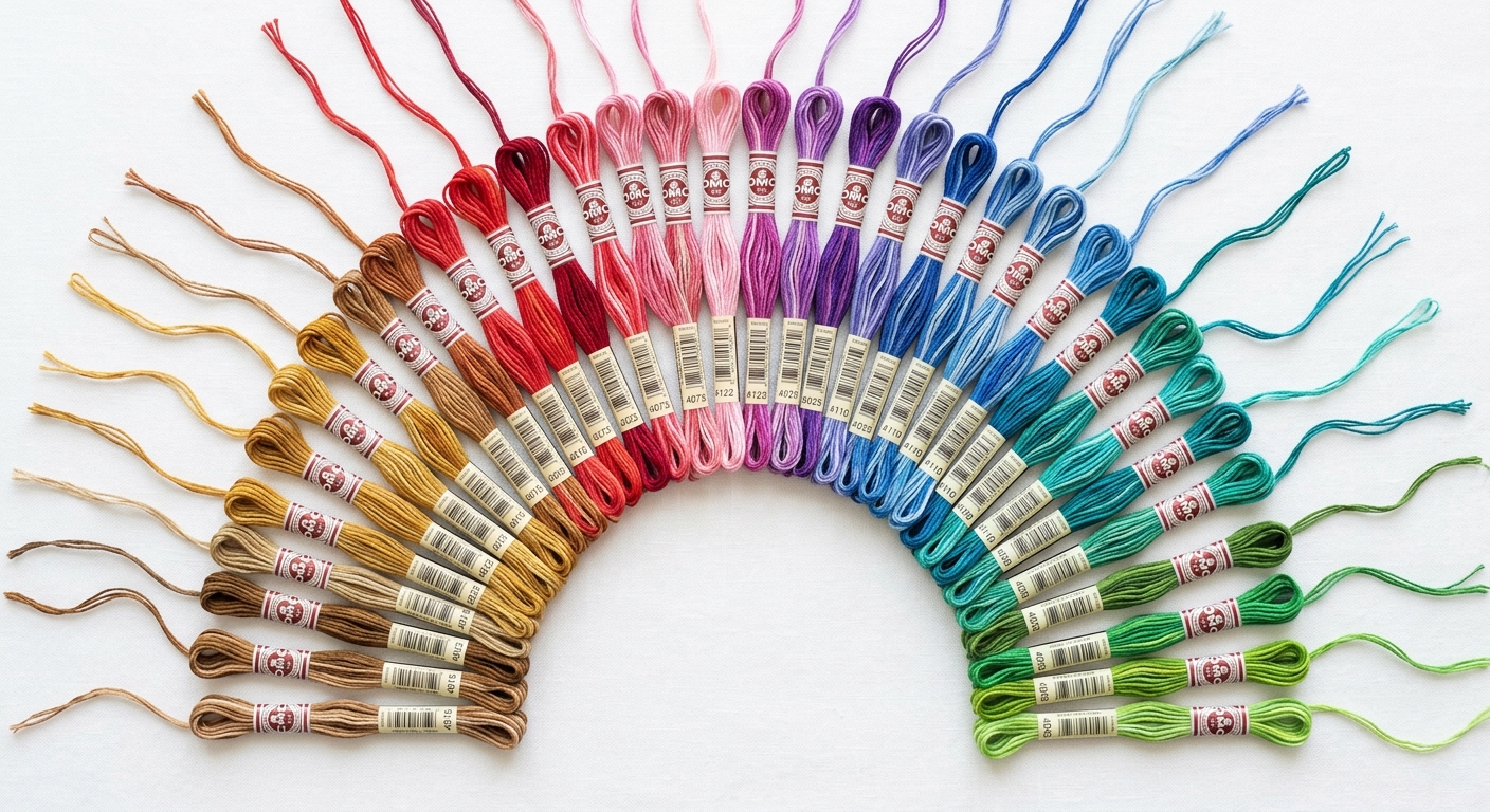 DMC Color Variations variegated floss skeins showing full color range