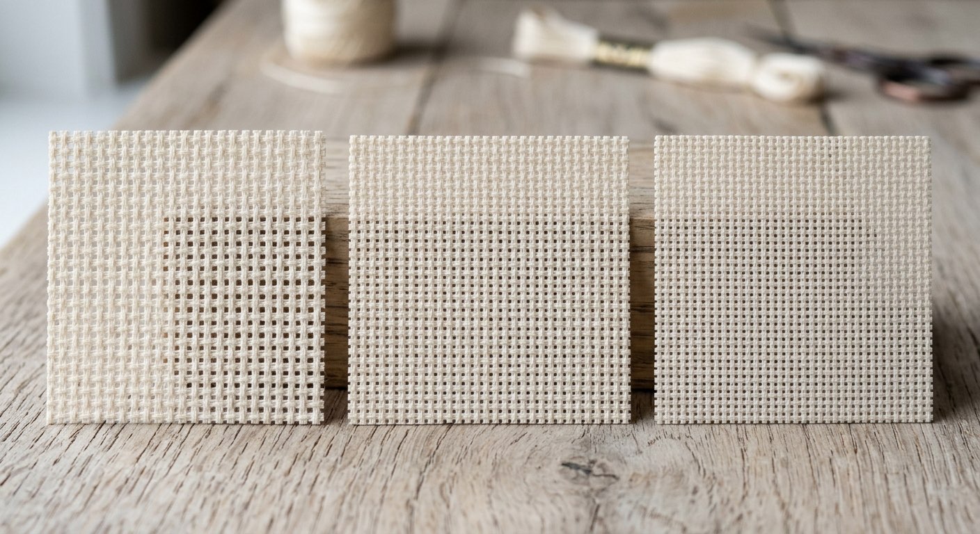 Comparison of different aida fabric counts side by side