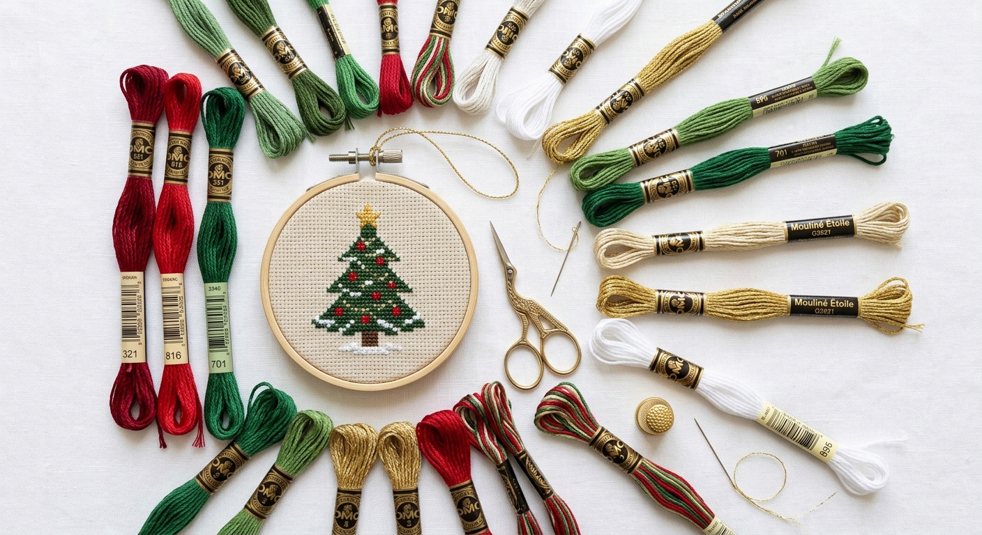 Christmas cross-stitch thread palette