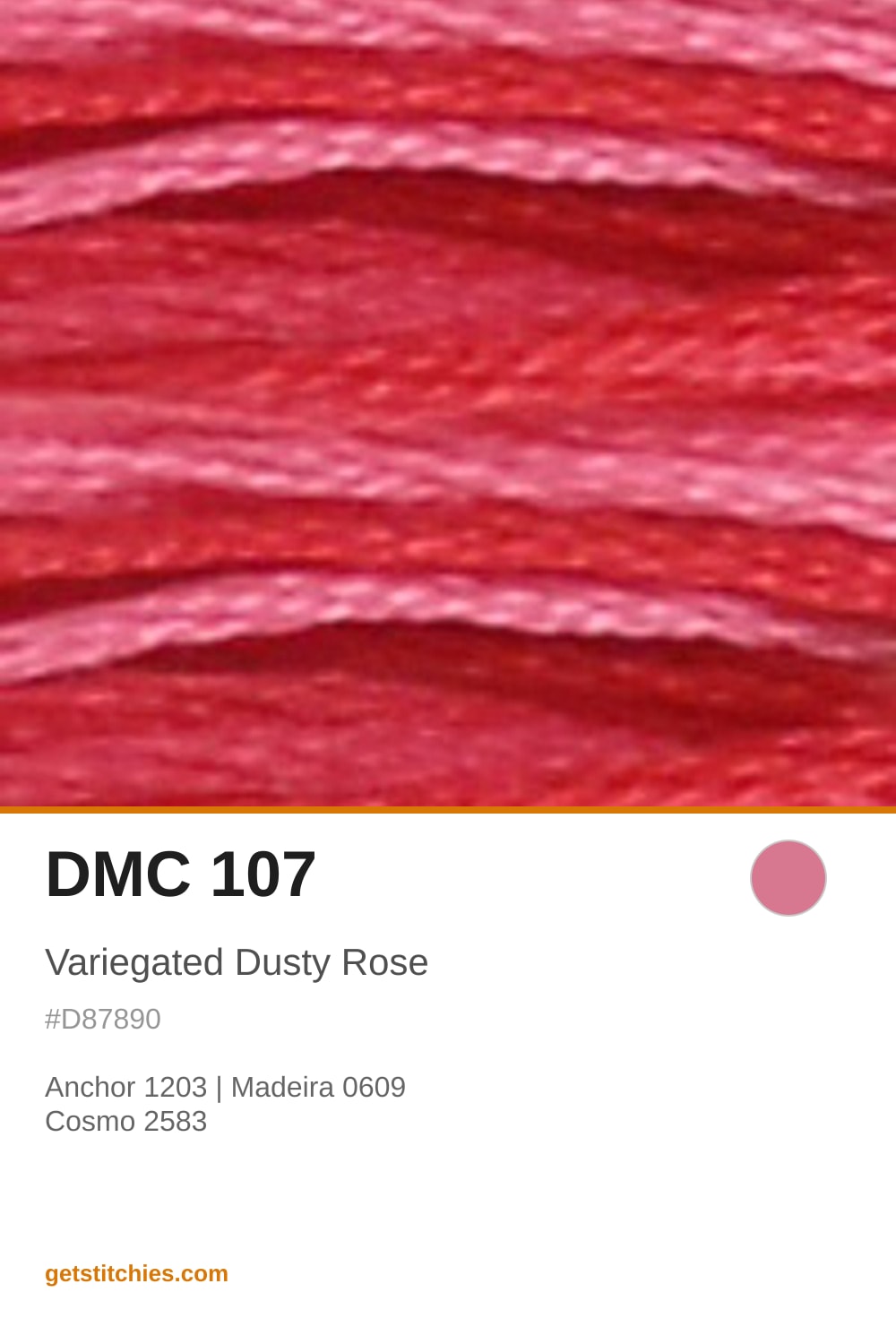 Dmc 107 Thread DMC 107 Variegated Dusty Rose — Thread Color & Brand Equivalents ...