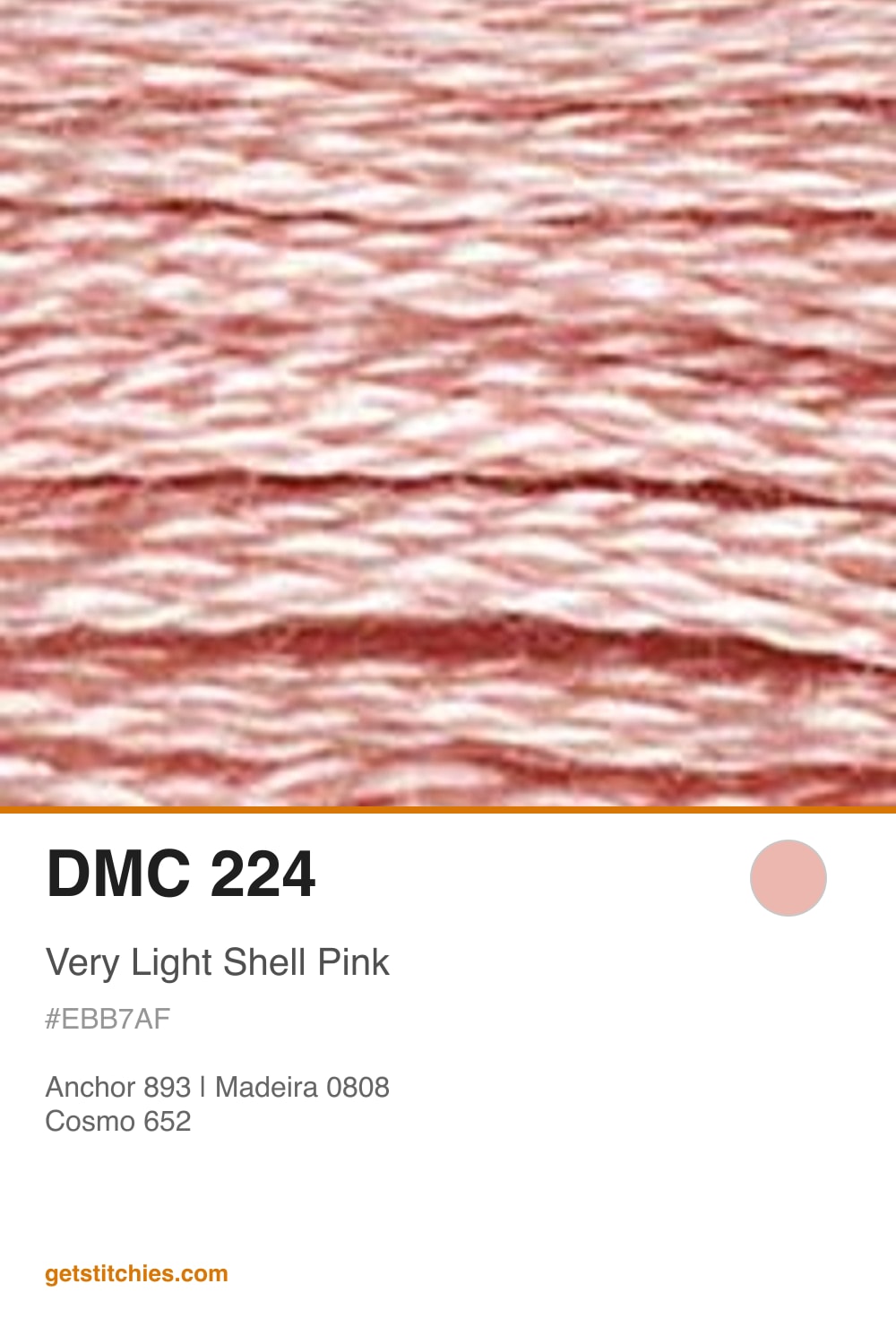 DMC 224 Very Light Shell Pink — Thread Color & Brand Equivalents ...