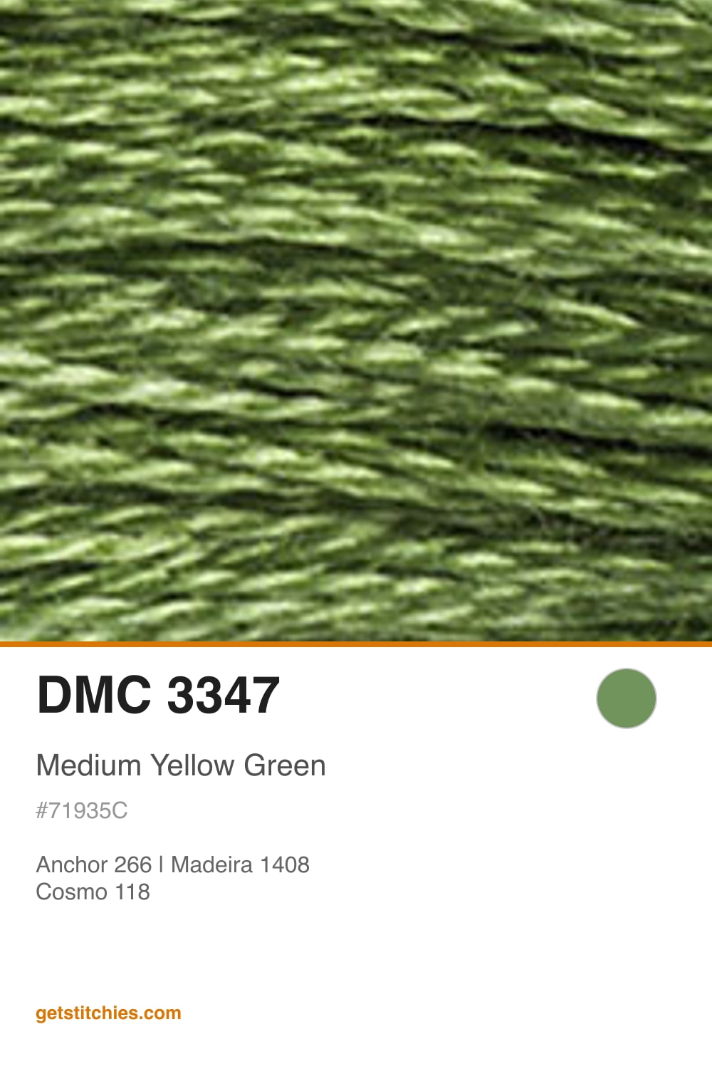DMC 3347 Medium Yellow Green — Thread Color & Brand Equivalents | Stitchies