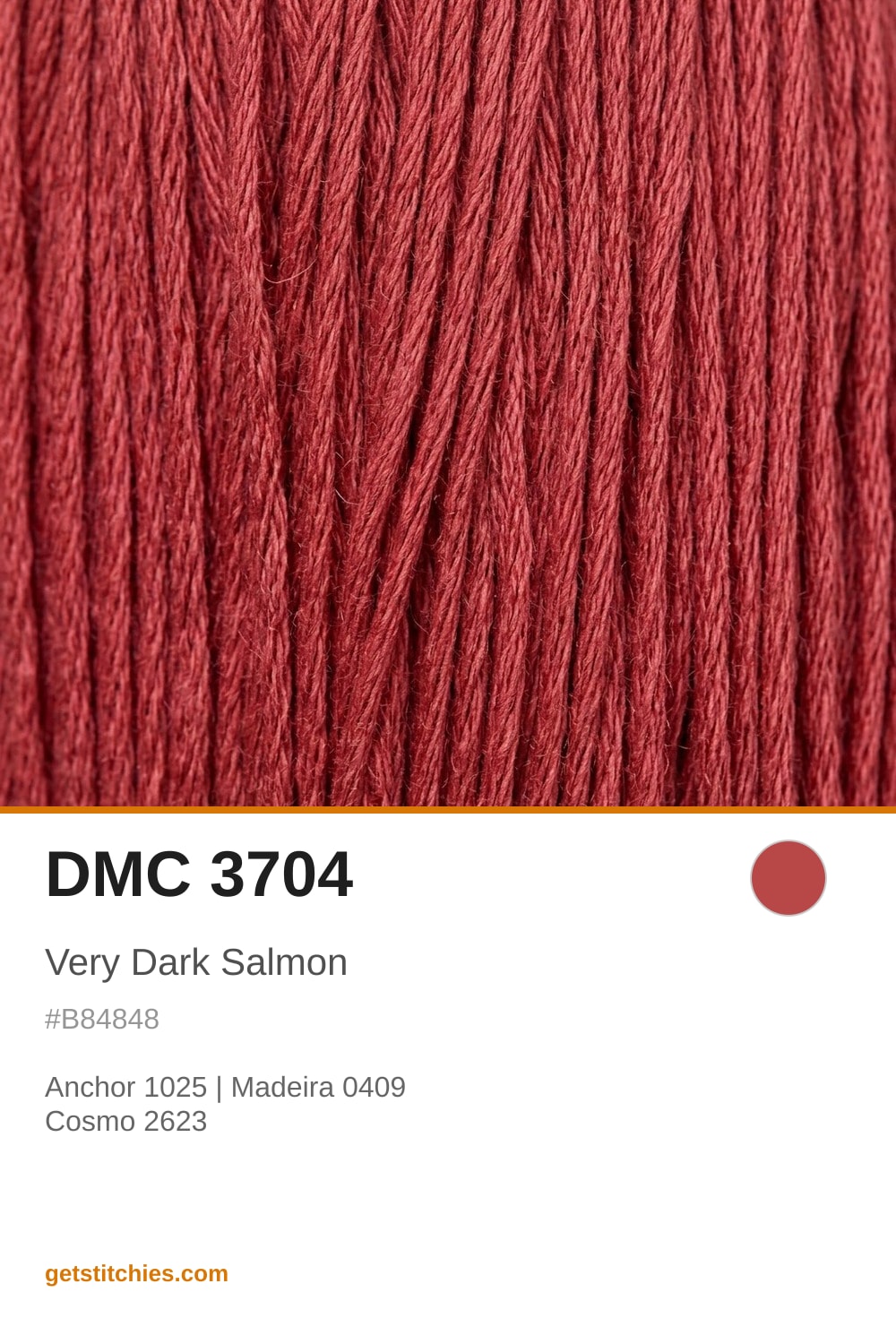 DMC 3704 Very Dark Salmon — Thread Color & Brand Equivalents | Stitchies