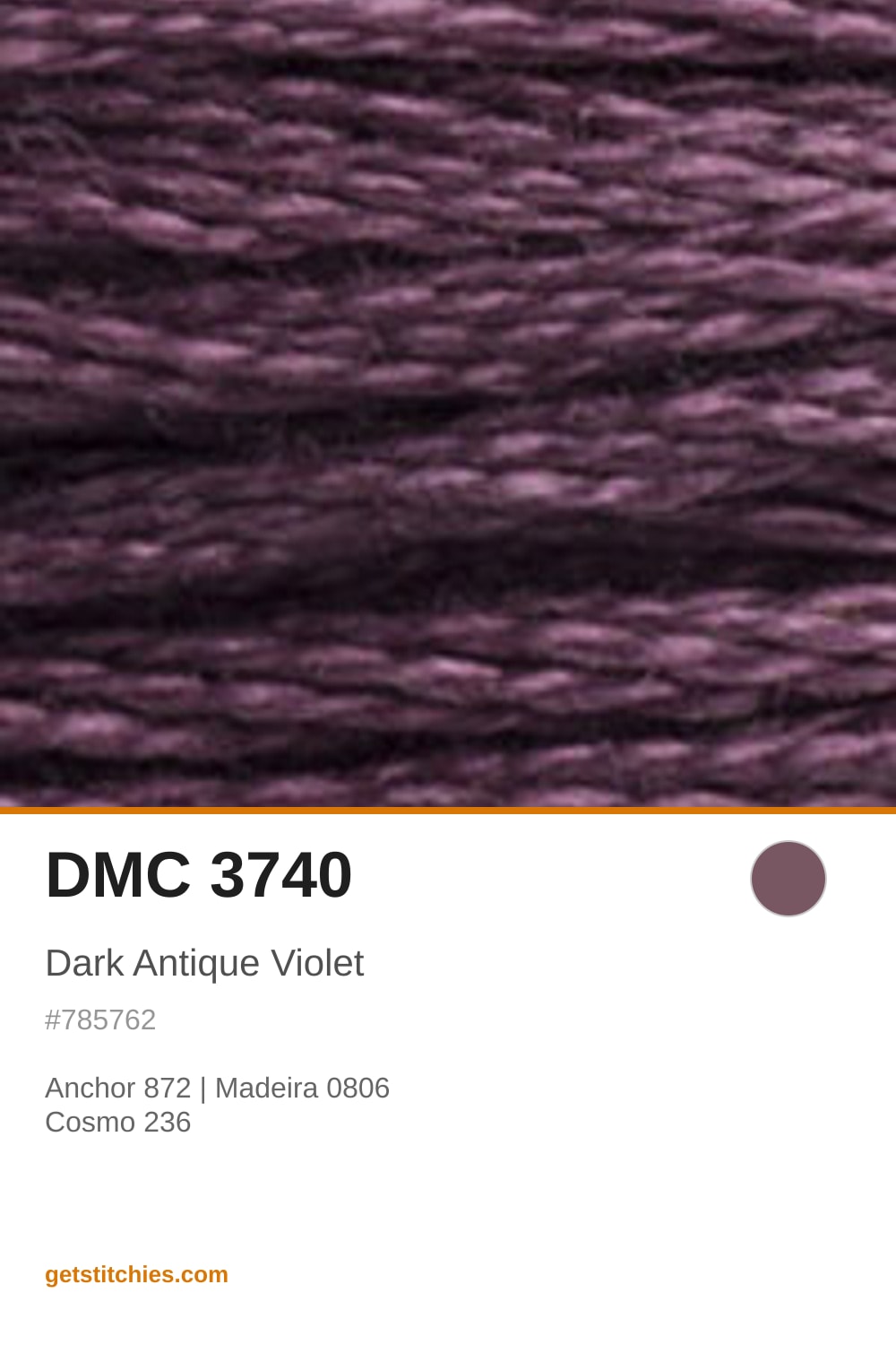 DMC 3740 Dark Antique Violet — Thread Color & Brand Equivalents | Stitchies