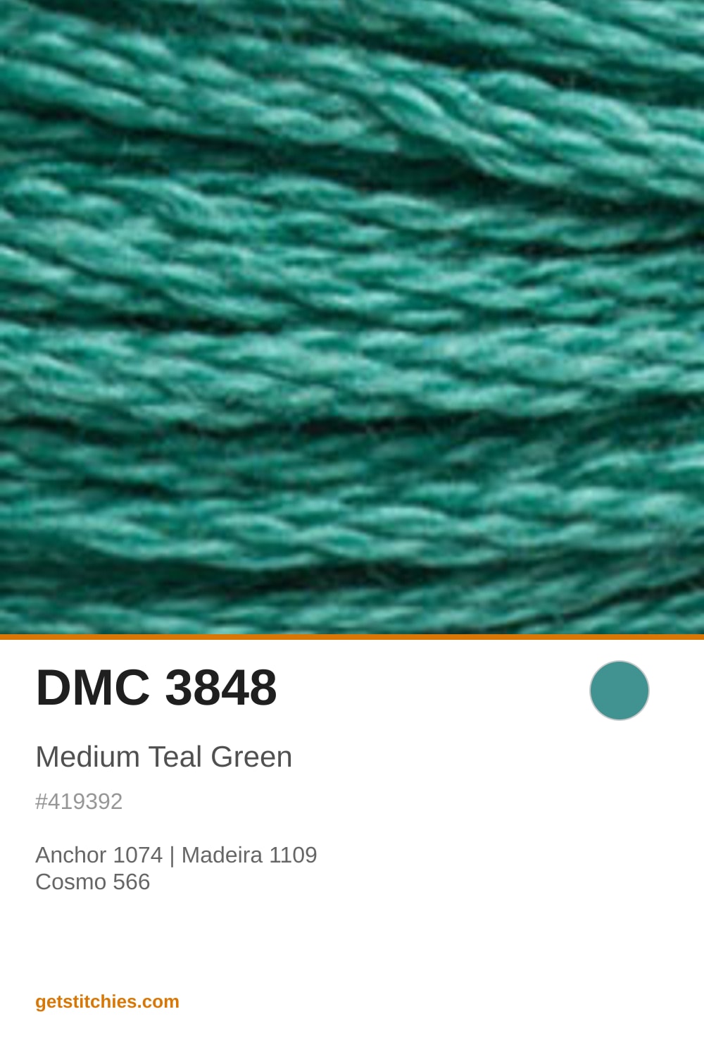 DMC 3848 Medium Teal Green — Thread Color & Brand Equivalents | Stitchies