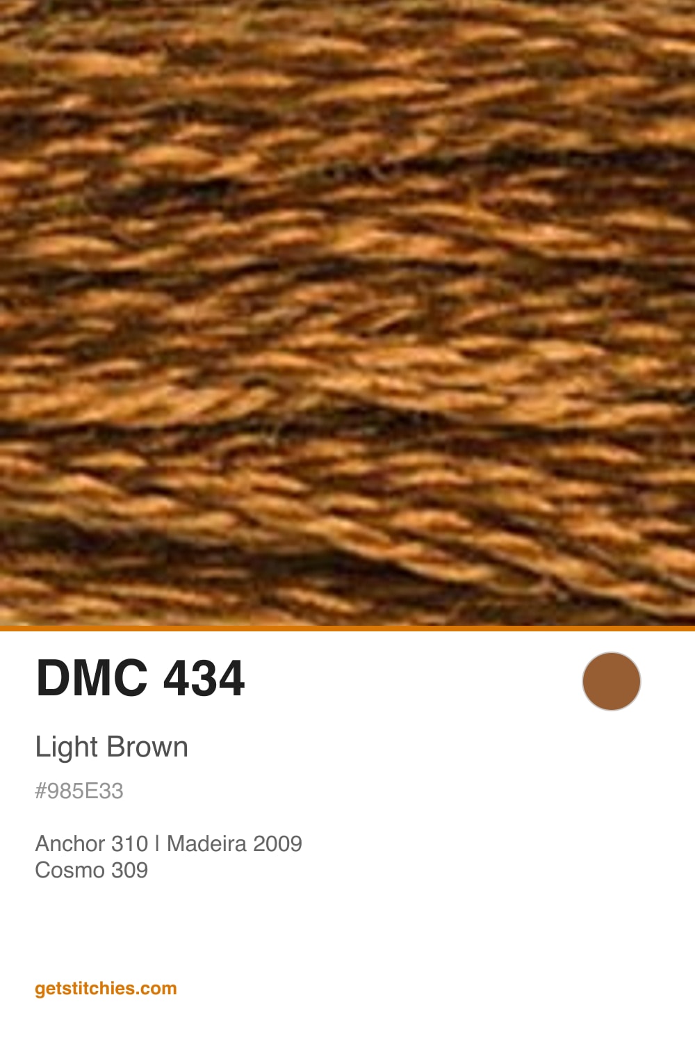 DMC 434 Light Brown — Thread Color & Brand Equivalents | Stitchies