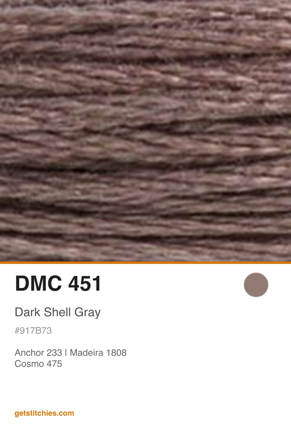 DMC 451 Dark Shell Gray — Thread Color & Brand Equivalents | Stitchies