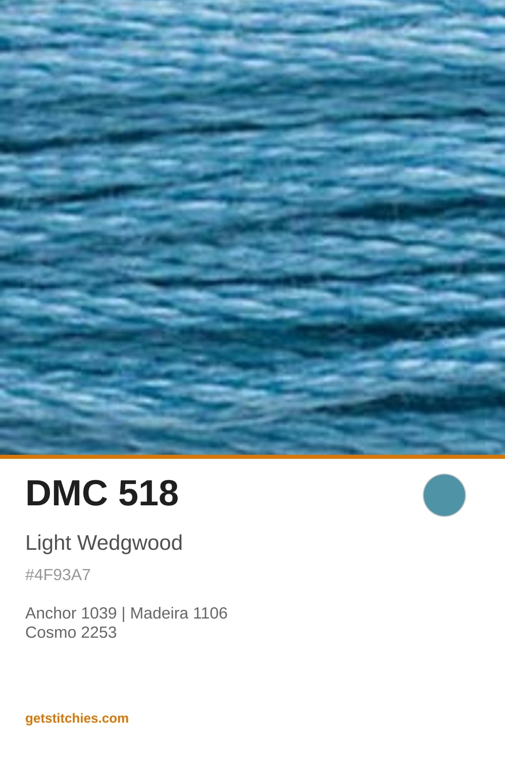 DMC 518 Light Wedgwood — Thread Color & Brand Equivalents | Stitchies