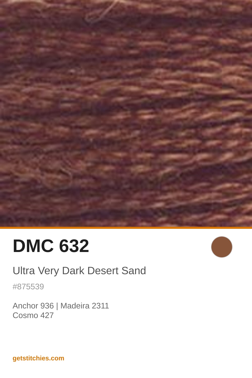 DMC 632 Ultra Very Dark Desert Sand — Thread Color & Brand Equivalents ...