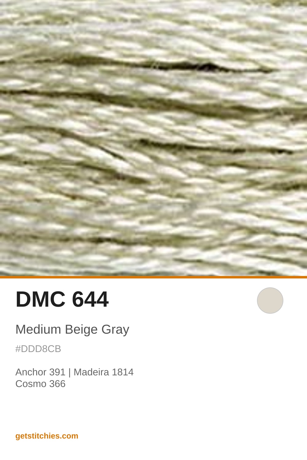 DMC 644 Medium Beige Gray — Thread Color & Brand Equivalents | Stitchies