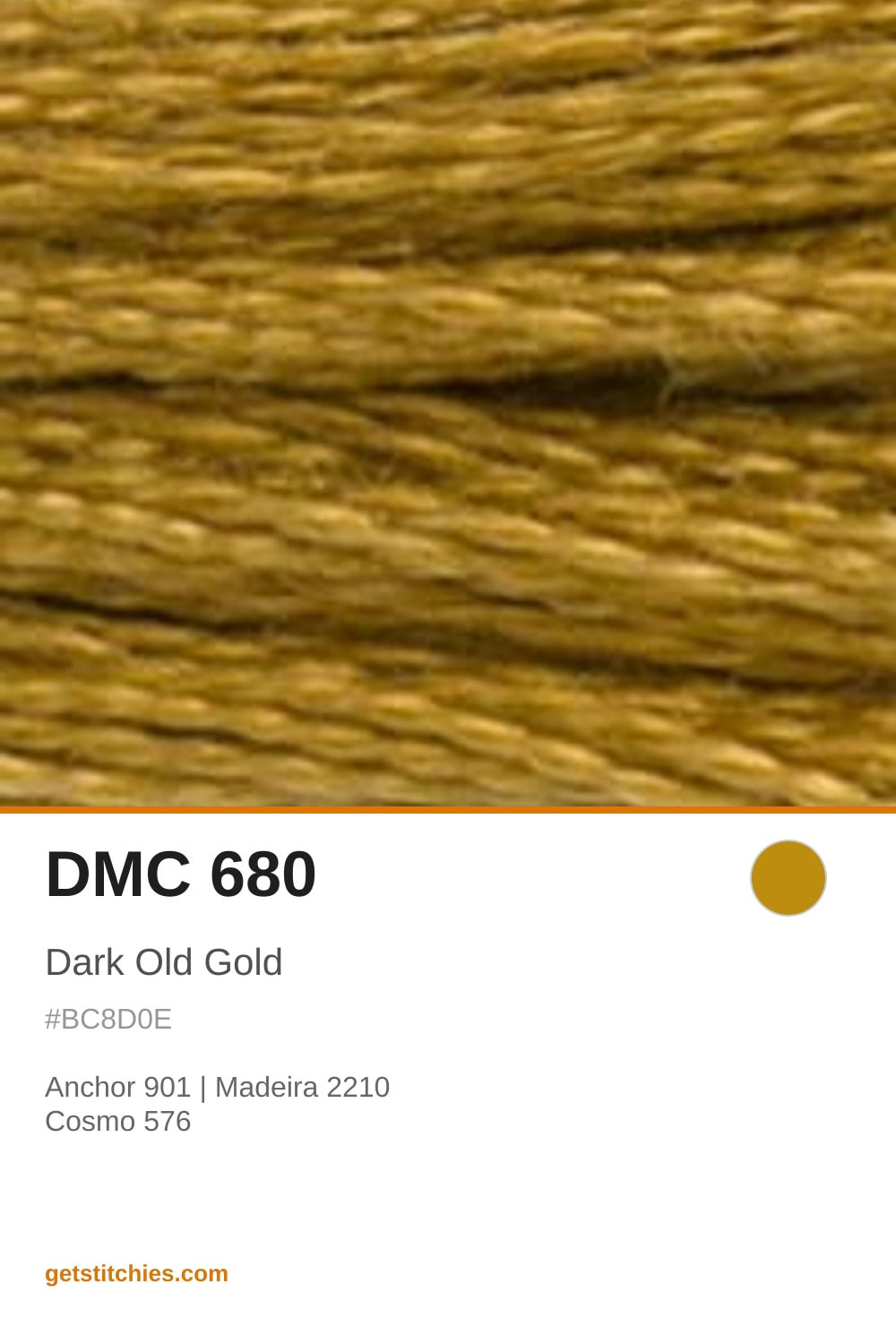 DMC 680 Dark Old Gold — Thread Color & Brand Equivalents | Stitchies
