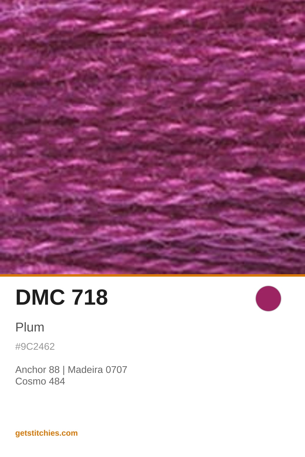 Cosmo Stranded Thread 718 DMC 718 Plum — Thread Color & Brand Equivalents | Stitchies