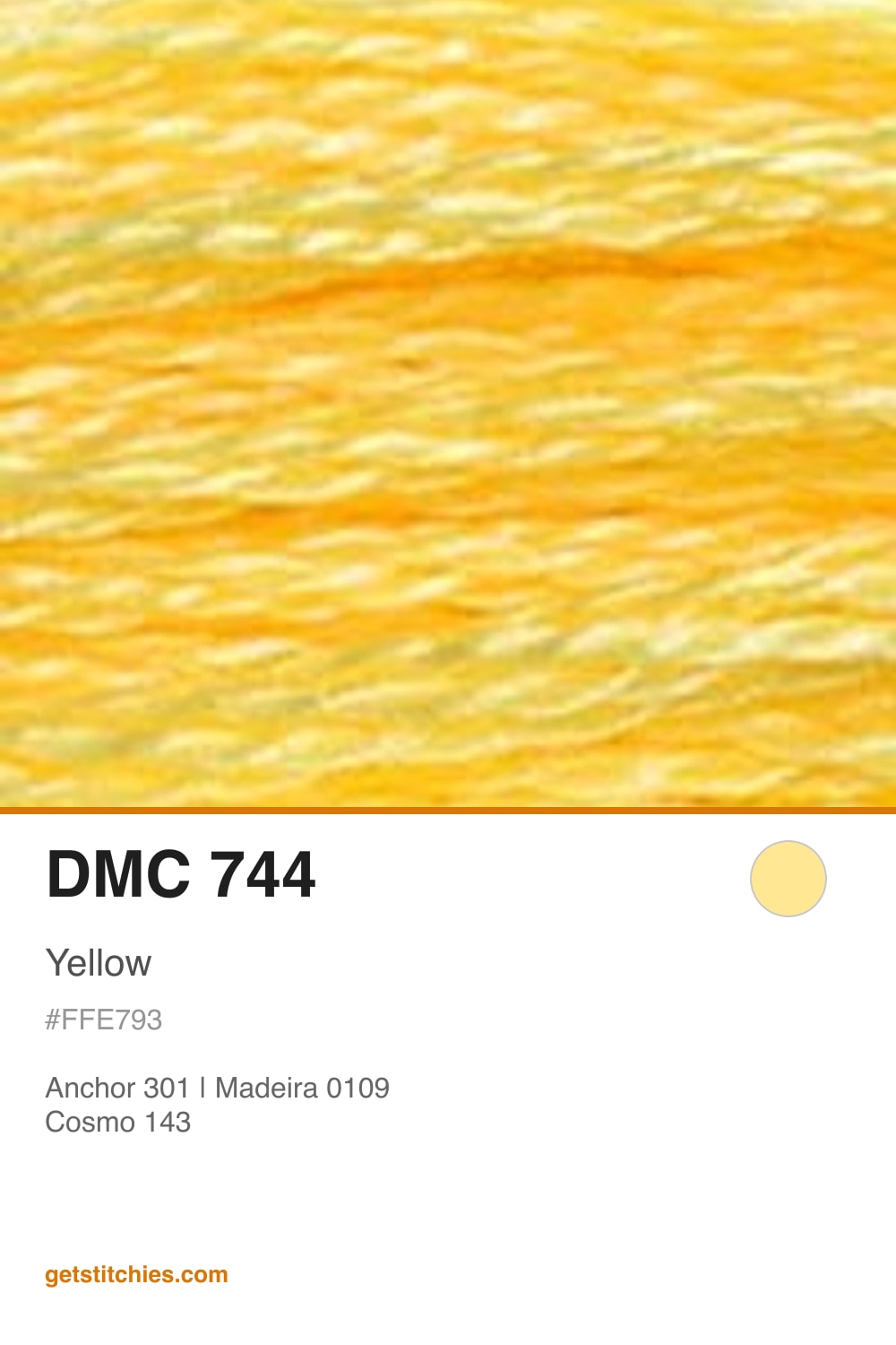 DMC 744 Yellow — Thread Color & Brand Equivalents | Stitchies