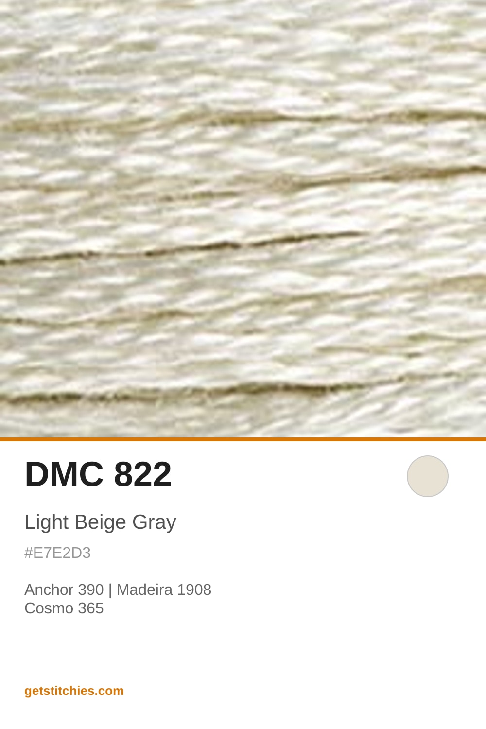 DMC 822 Light Beige Gray — Thread Color & Brand Equivalents | Stitchies