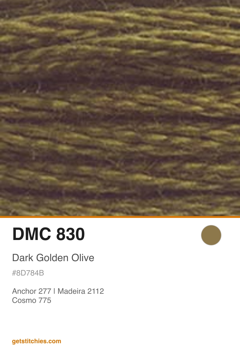 Color 830 DMC 830 Dark Golden Olive — Thread Color & Brand Equivalents | Stitchies