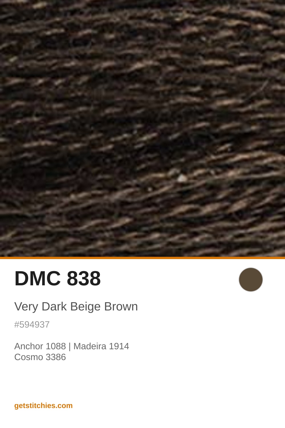 DMC 838 Very Dark Beige Brown — Thread Color & Brand Equivalents ...