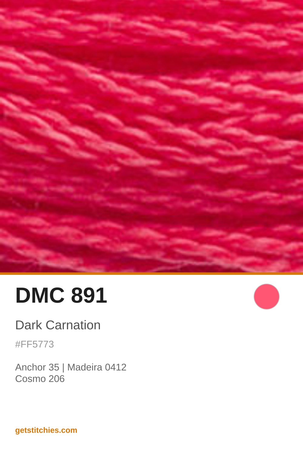 DMC 891 Dark Carnation — Thread Color & Brand Equivalents | Stitchies
