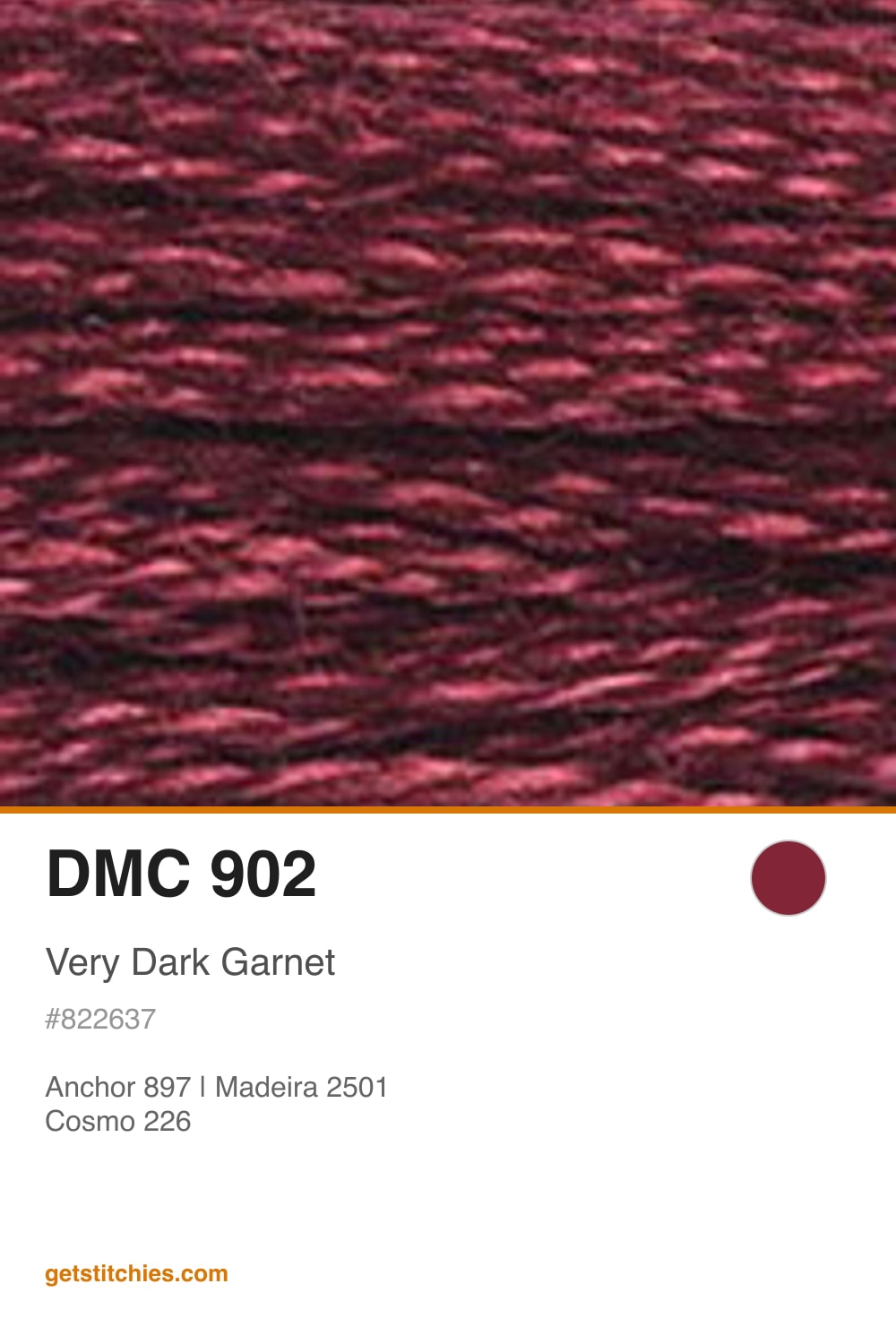 902 Color DMC 902 Very Dark Garnet — Thread Color & Brand Equivalents | Stitchies