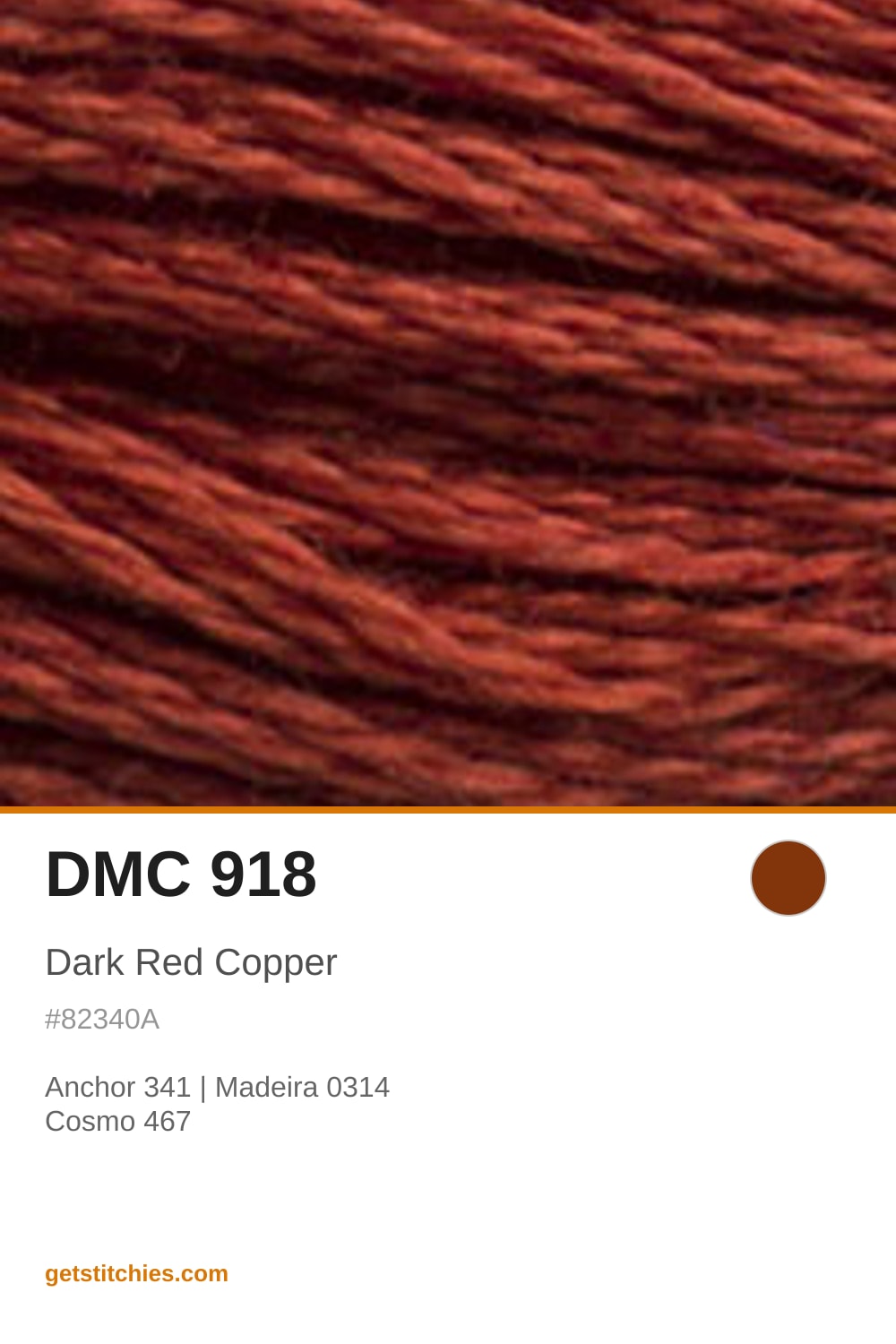 DMC 918 Dark Red Copper — Thread Color & Brand Equivalents | Stitchies