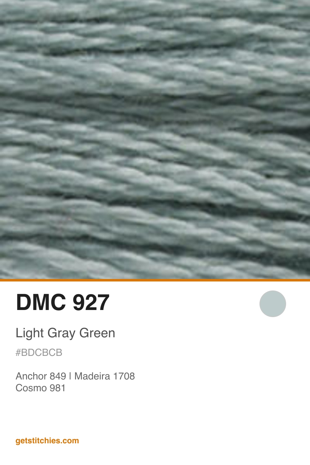 DMC 927 Light Gray Green — Thread Color & Brand Equivalents | Stitchies