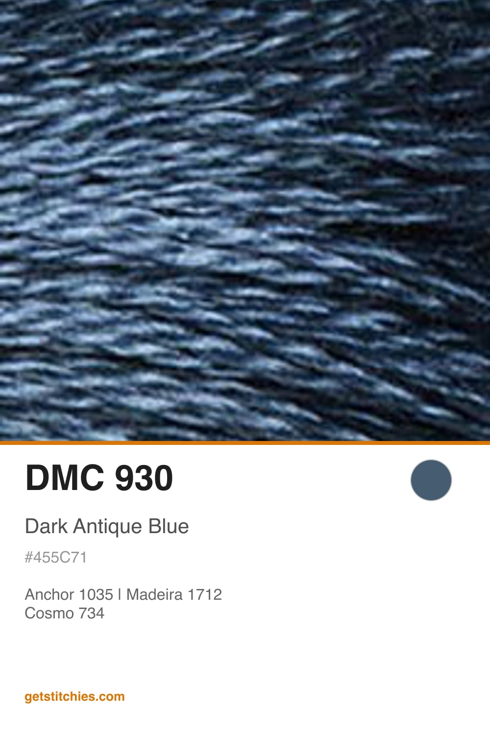 DMC 930 Dark Antique Blue — Thread Color & Brand Equivalents | Stitchies