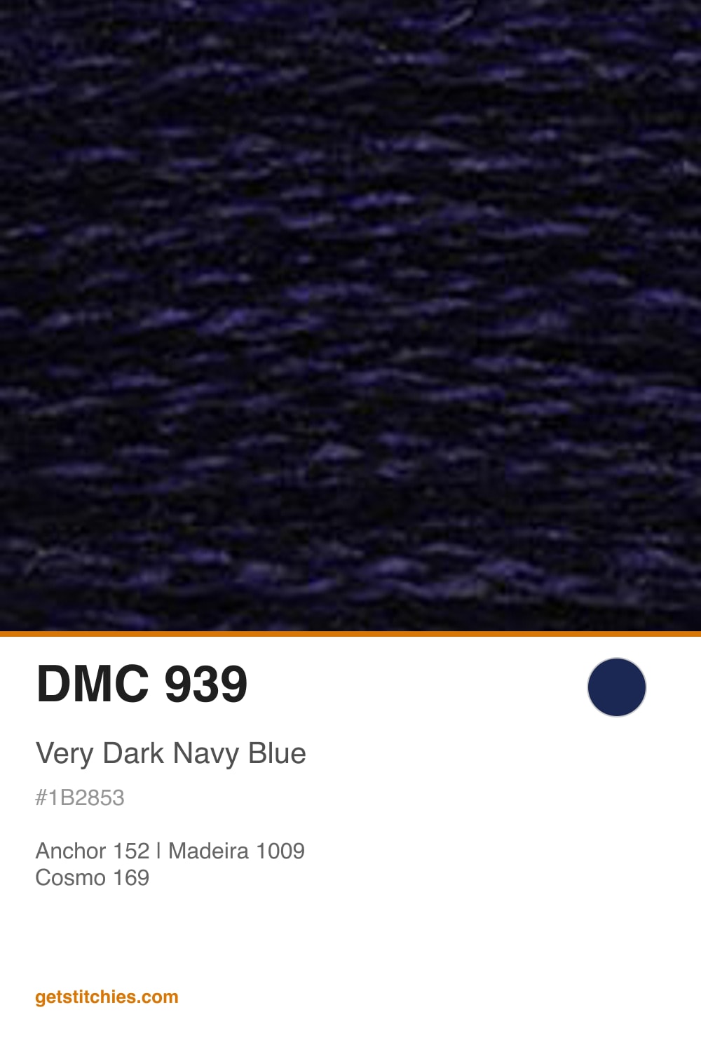 DMC 939 Very Dark Navy Blue — Thread Color & Brand Equivalents | Stitchies