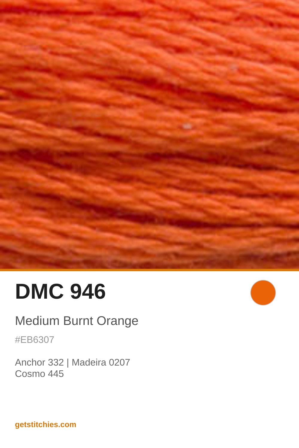 DMC 946 Medium Burnt Orange — Thread Color & Brand Equivalents | Stitchies